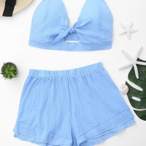 NWOT Zaful Light Blue Two Piece Set